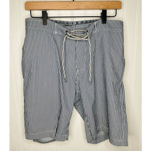 Men's Onia Striped kal Shorts Size L Blue/grey White stripes 8”